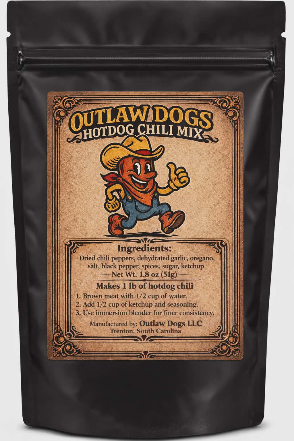 Outlaw Dog’s Hotdog Chili Mix – Homemade Style Chili Seasoning